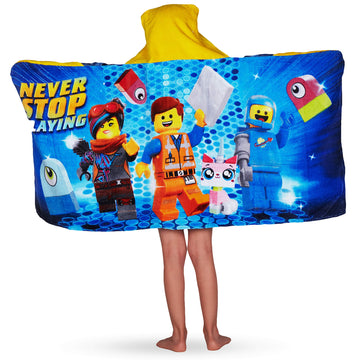 Franco Kids Bath Hooded Towel Wrap, 24 In X 50 In, Lego Movie