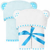 Elsvin Set Of 2 Hooded Baby Towels - White And Blue - Luxurious, Large And Super Absorbent - 30 X 30 Inch - Soft And Suitable Fo