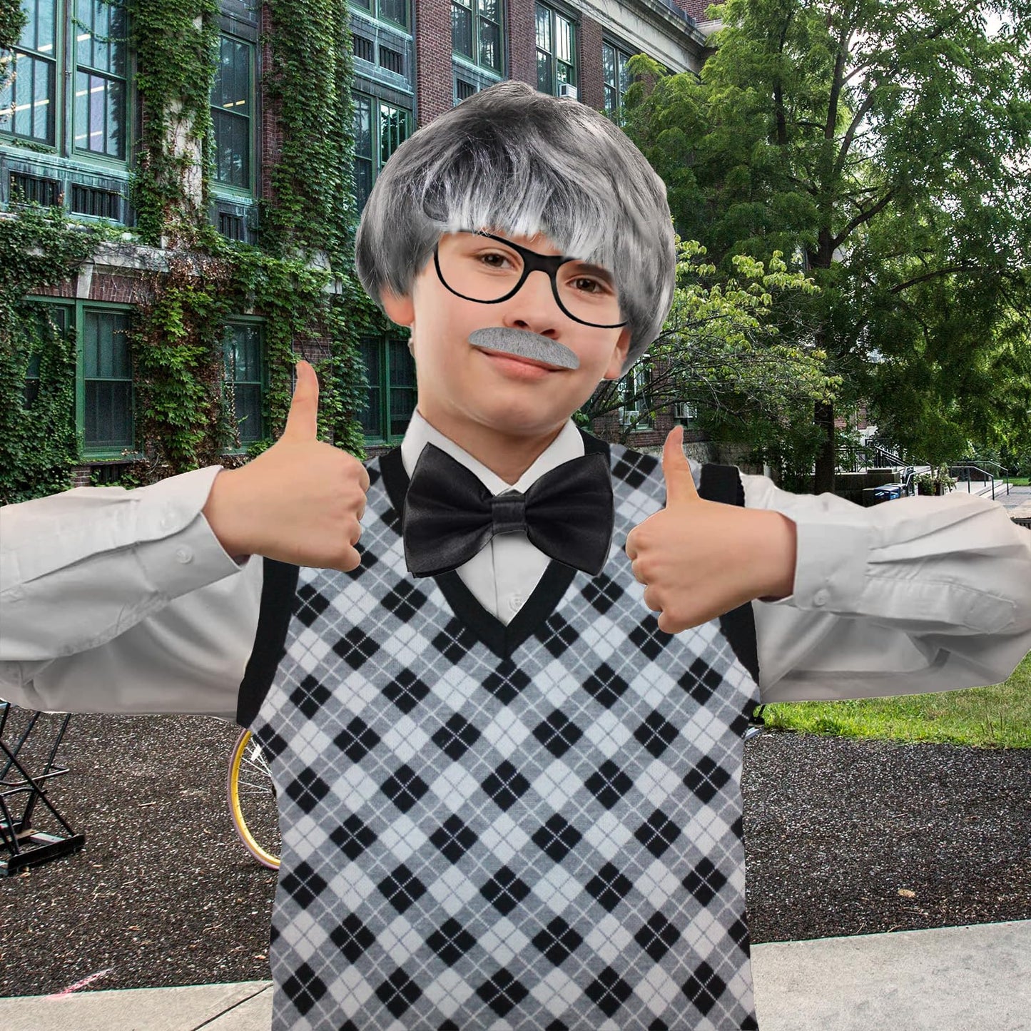 Attbea Old Man Costume Wig For Kids 100 Days Of School Costume For Boys Old People Costume Set For Adults Men Halloween Costume