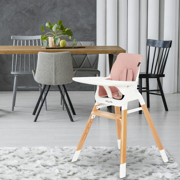 Dream On Me Nibble Wooden Compact High Chair In Pink| Light Weight | Portable |Removable Seat Cover I Adjustable Tray I Baby And