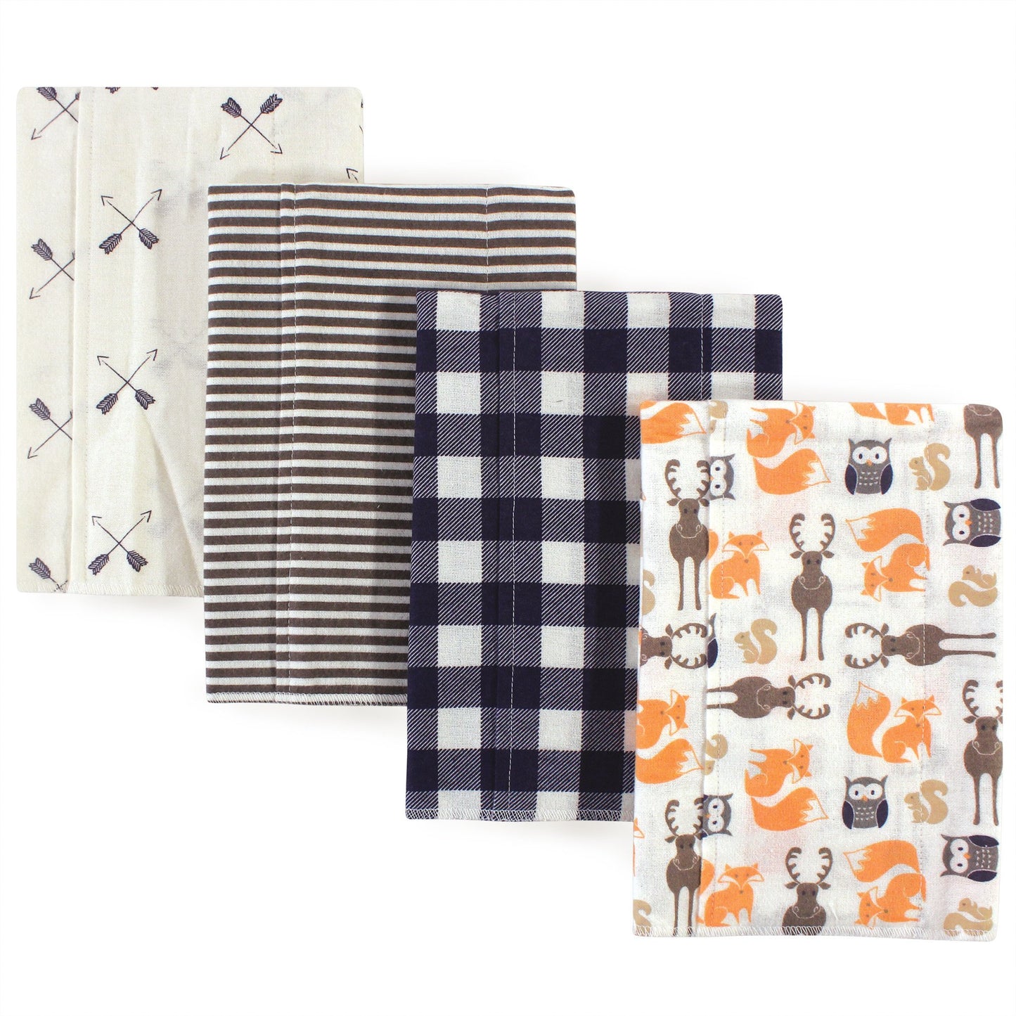 Hudson Baby Unisex Baby Cotton Flannel Burp Cloths, Forest, One Size