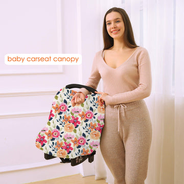 Multi-Use Carseat Canopy Cover - Breathable Breastfeeding Covers, Car Seat Covers For Babies, Stroller Canopy Cover (Mix Floral)