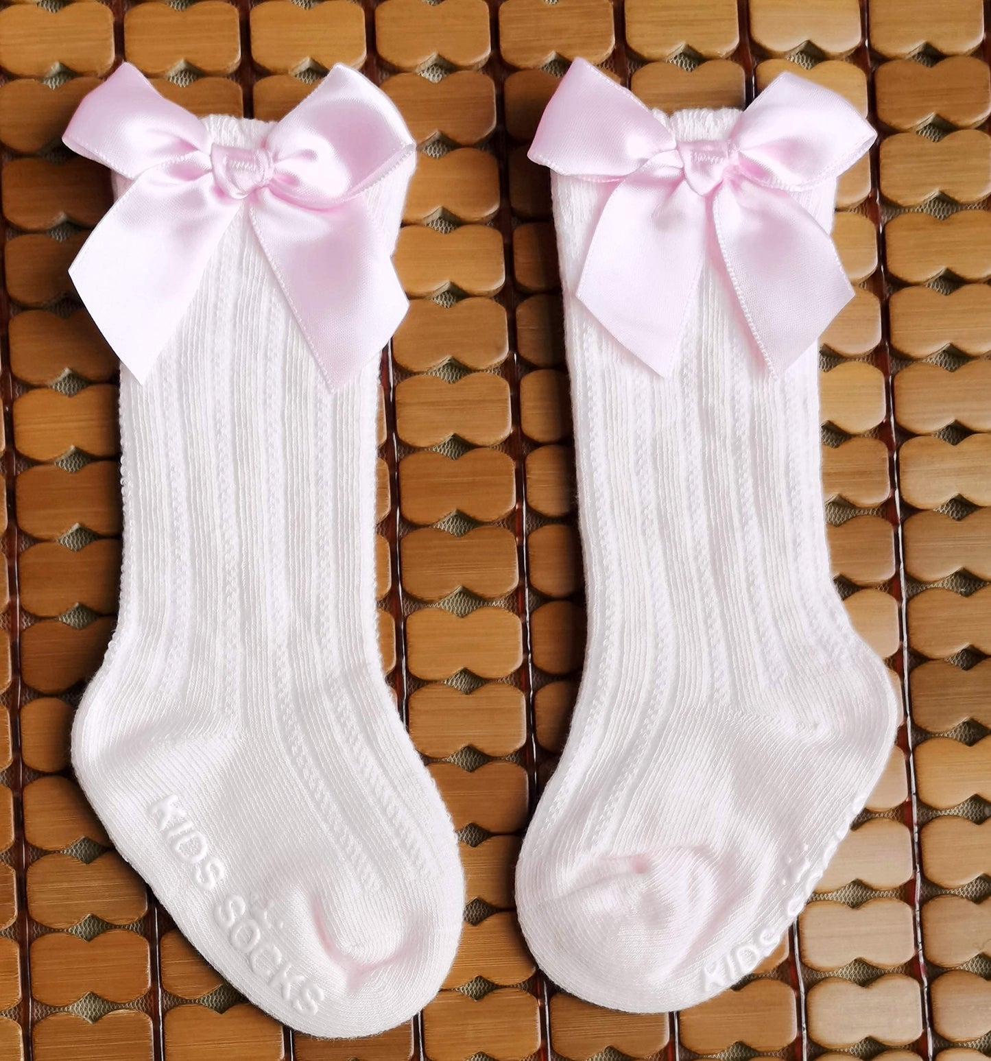 Qandsweet Baby Girl Knee-High Socks Toddlers Bow Stockings Newborn Infant Non-Slip Sock (1-3T,A Non-Skid 5 Pairs)