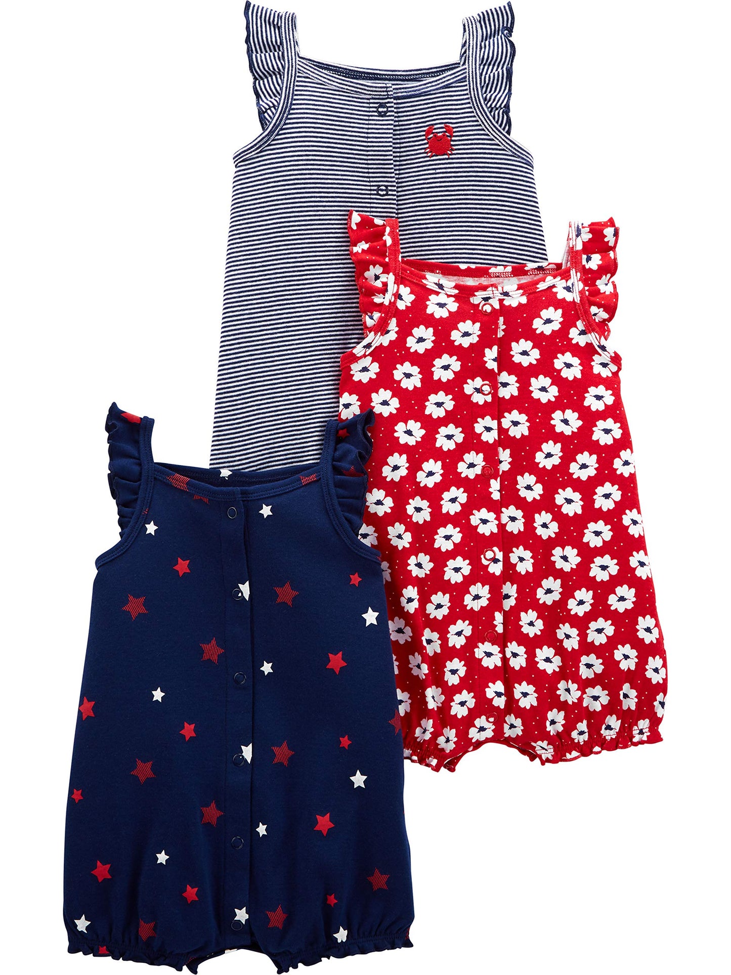Simple Joys by Carters Baby Girls 3-Pack Snap-up Rompers