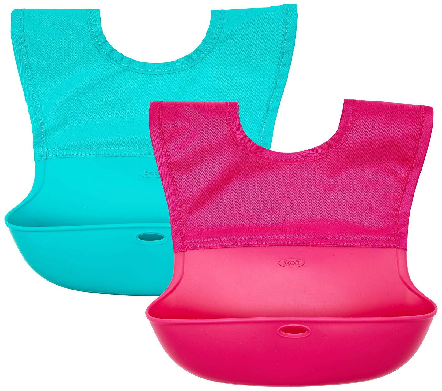 OXO Tot Roll-Up Bib 2 Pack - Pink/Teal