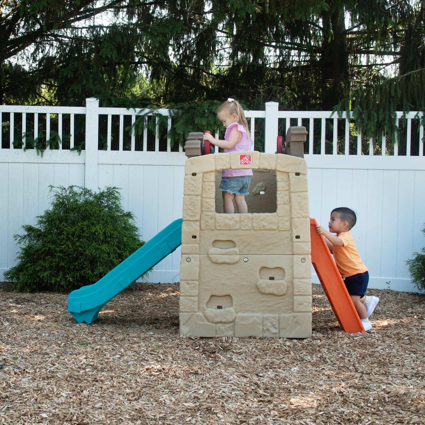 Step2 Naturally Playful Woodland Climber, Kids Outdoor Playset, Backyard Playground Set, Slide, Rock Climbing, Outside Jungle Gy