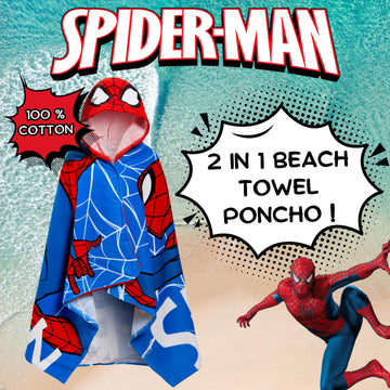 Spider-Man Hooded Towel 100% Cotton Dress Up Avengers Poncho Kids Bath Beach Towel Swimming Wrap Boys Changing Robe