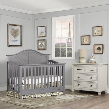 Dream On Me Ella 5-In-1 Full Size Convertible Crib In Storm Grey, Greenguard Gold Certified