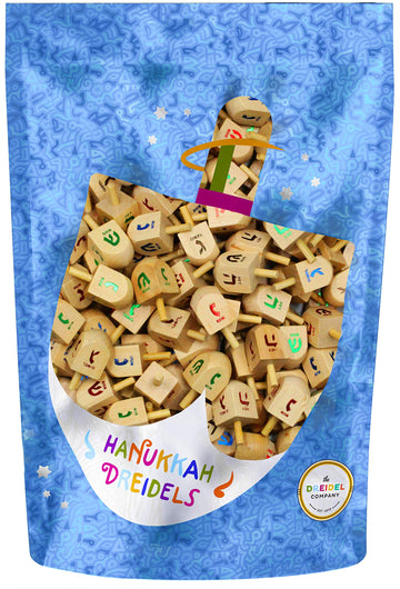 The Dreidel Company Hanukkah Dreidels With English Transliteration & Instruction Cards (100-Pack)