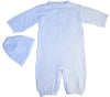 Christening Day 100% Cotton Baby Blue Boys 2 Piece Cable-Knit Longall With Cap - 6 Month