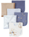 Carters 6-Pack Washcloths (Blue/Ivory)