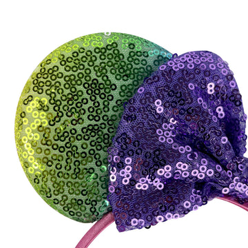 Foeran Mouse Ears Headbands Gradient Color Bow Mouse Ears Glitter Party Princess Decoration Cosplay Costume For Girls Women(Colo