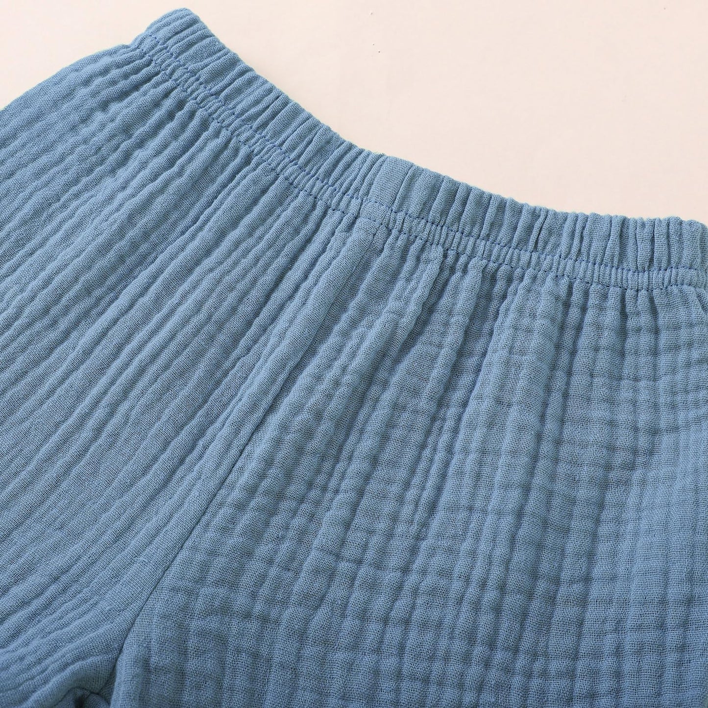 Baby Boys Clothes Set Toddler Infant Boys Button-Down Shirt Tops + Cotton Gauze Pants Summer Outfit 2Pcs With Pockets (Grey-Blue