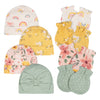 Gerber Baby Girls Cap And Mitten Sets Golden Floral 0-3 Months