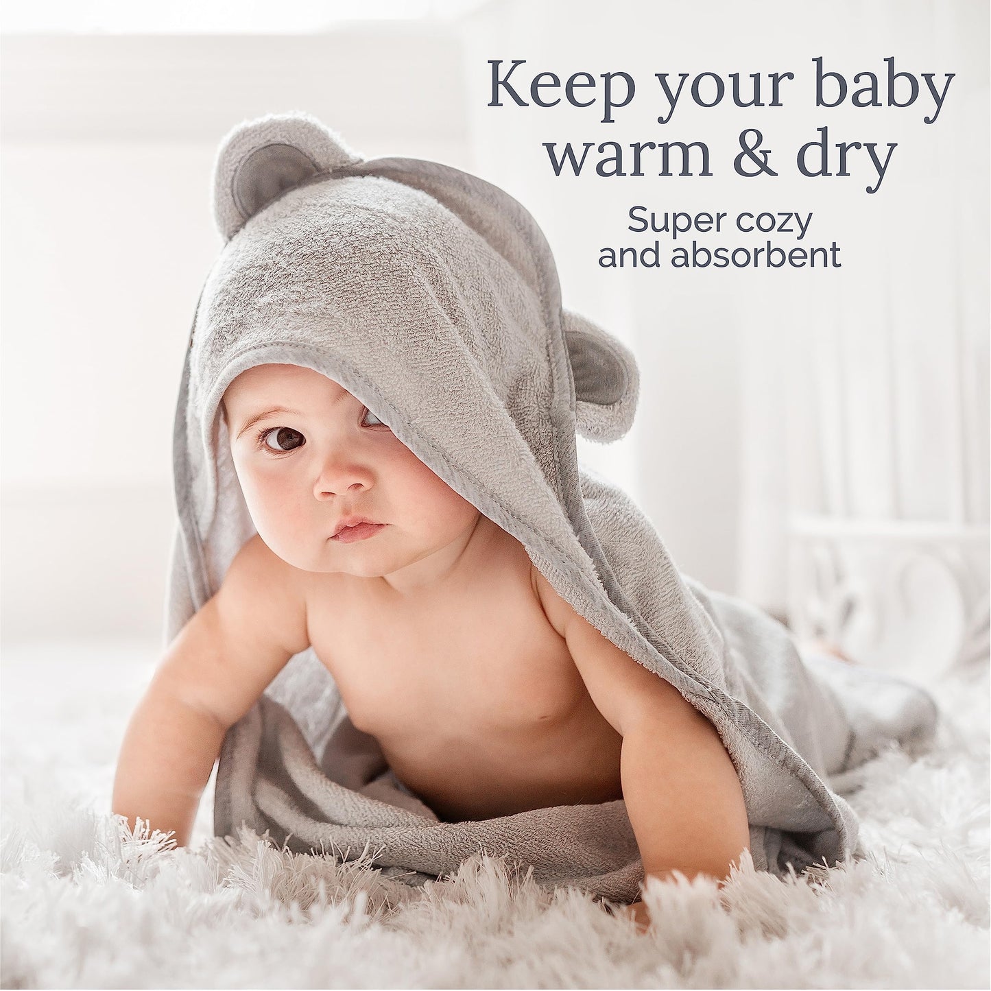 Natemia Baby Hooded Towel - Premium Ultra Soft Baby Bath Towel With Animal Design - Rayon From Bamboo Hooded Baby Towels For New