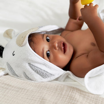 Gerber Baby 4 Piece Animal Character Hooded Towel And Washcloth Set, Grey Zebra, One Size