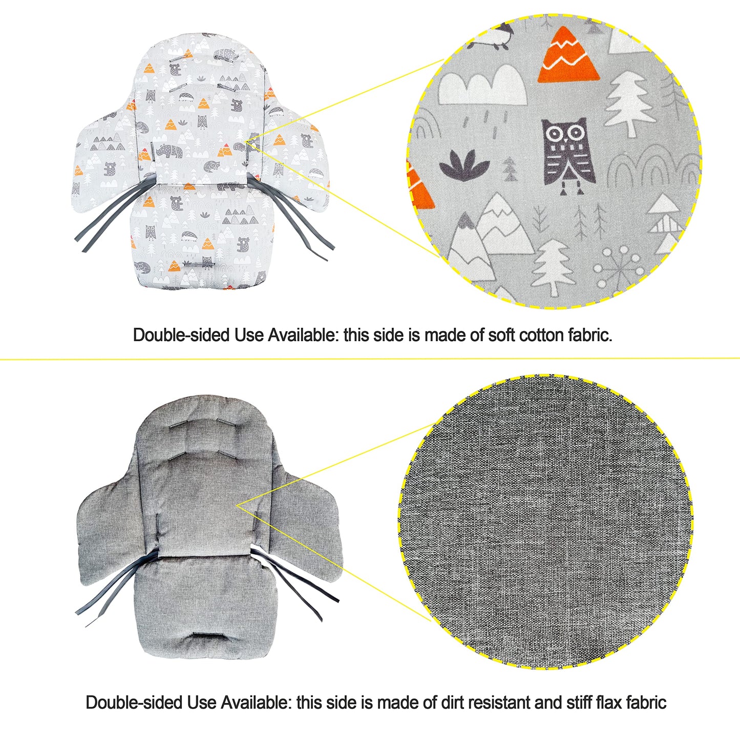 Zarpma Highchair Cushion Insert Baby High Chair Cover Pad Chair Seat Cushion Liner Mat Padding Wooden Highchair Protection Pad