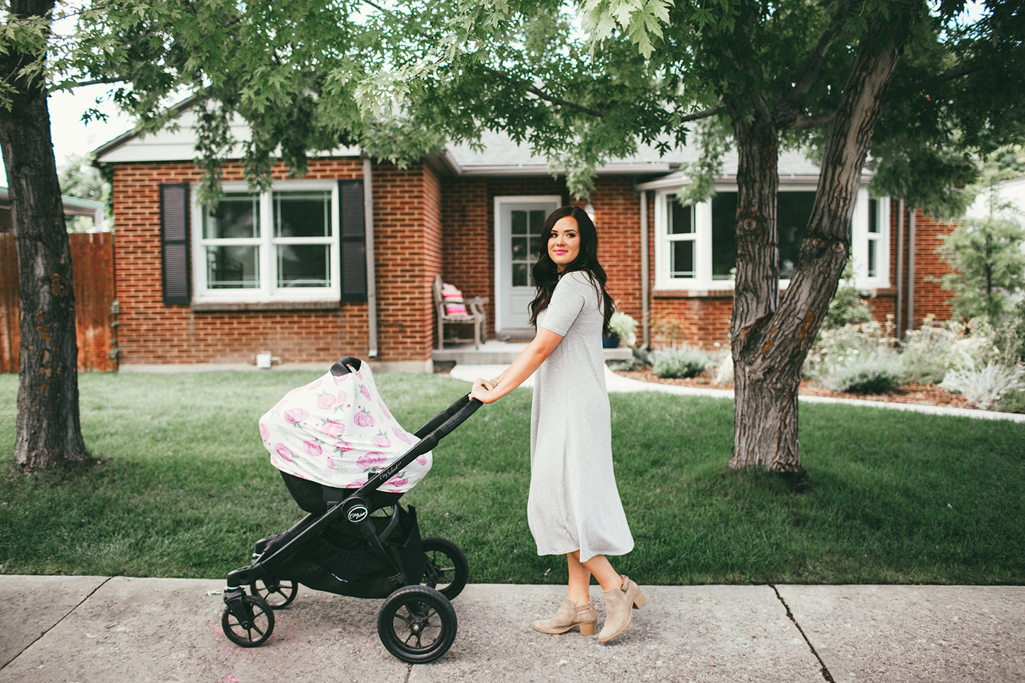 Baby Car Seat Cover Canopy And Nursing Cover Multi-Use Stretchy 5 In 1 Gift 'Scarlet' By Copper Pearl