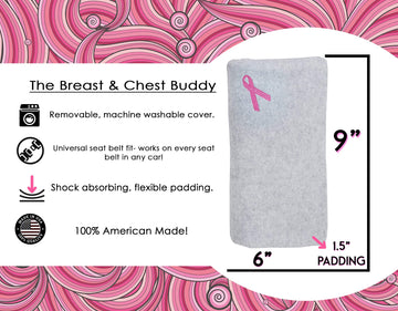 The Breast And Chest Buddy Mastectomy Pillow And Seatbelt Cushion For Mastectomy And Breast Reconstruction Sites Gray With Pink