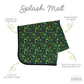 Bapronbaby Dino Days Splash Mat - Waterproof Catch-All For Under High Chairs, Floors, Tables, Playtime Or Arts & Crafts - Machin