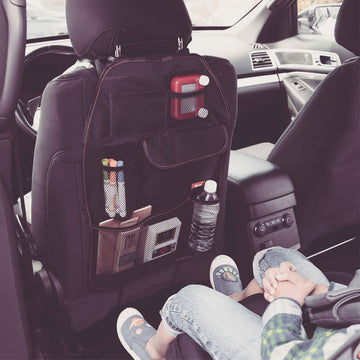 Diono Stow 'N Go Car Back Seat Organizer For Kids, Kick Mat Back Seat Protector, With 7 Storage Pockets, 2 Drinks Holders, Water