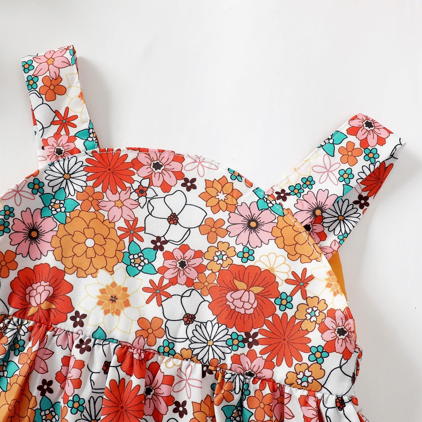 Baby Girl Dress Summer Outfits Baby Clothes For Girls 1 Year Old Boho Halter Sleeveless Dresses Orange Floral Sundress 12-18 Mon
