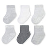 Fruit Of The Loom Baby 6-Pack All Weather Crew-Length Socks, Mesh & Thermal Stretch - Unisex, Girls, Boys (6-12 Months, Grey)