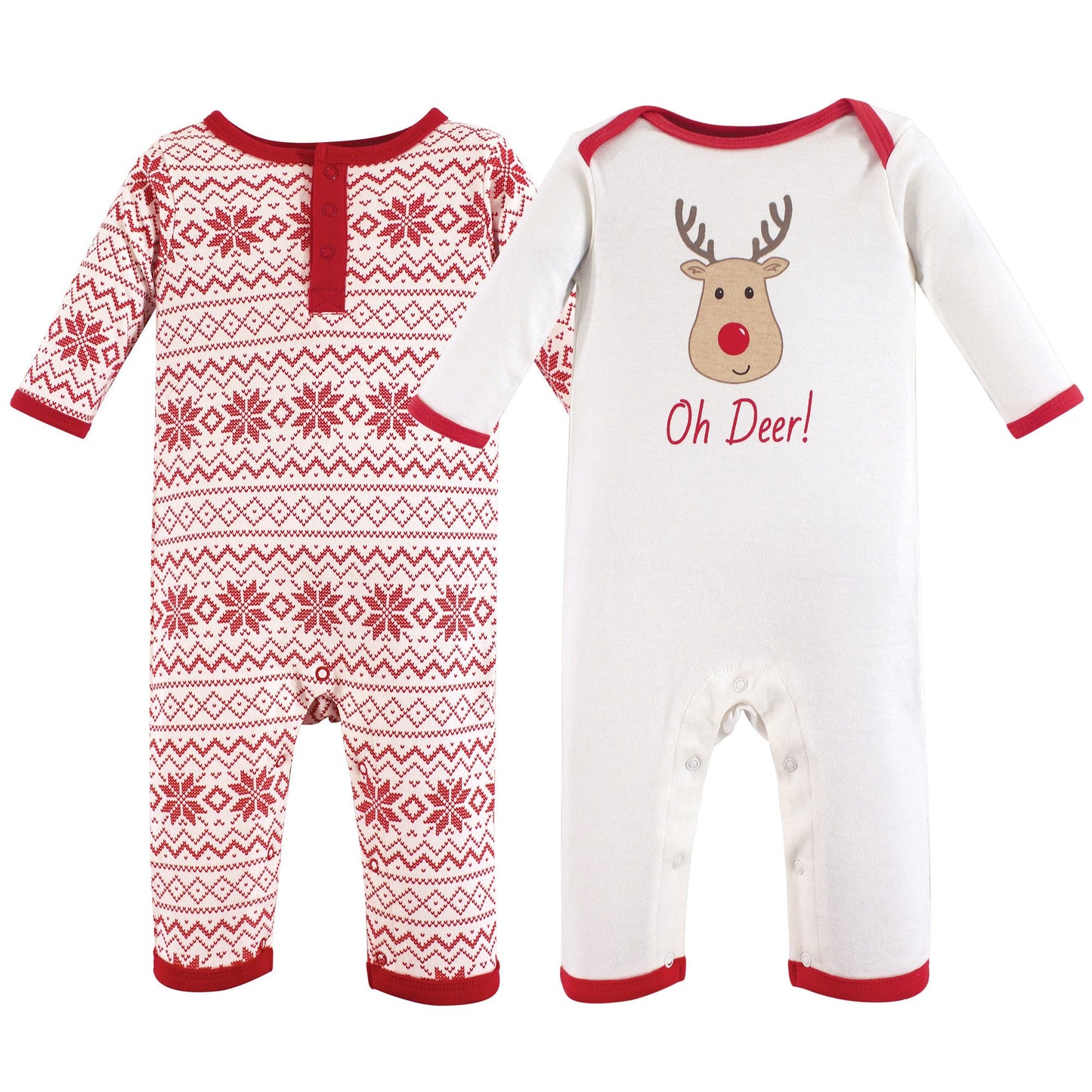 Hudson Baby Unisex Baby Cotton Coveralls, Reindeer, 9-12 Months