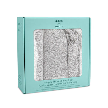 Aden + Anais Snuggle Knit Newborn Gift Set With Knotted Baby Gown, Swaddle Blanket, Infant Hat, And Bandana Bib, 0-3 Months, Hea