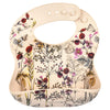 Three Little Tots Modern Silicone Baby Bib - Adjustable Fit Waterproof Catch Bibs ((Flower Print)