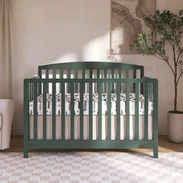 Dream On Me Jpma & Greenguard Gold Certified Odelle 5 In 1 Convertible Crib In Forest Green, Built Of Sustainable Pinewood, 3 Ma