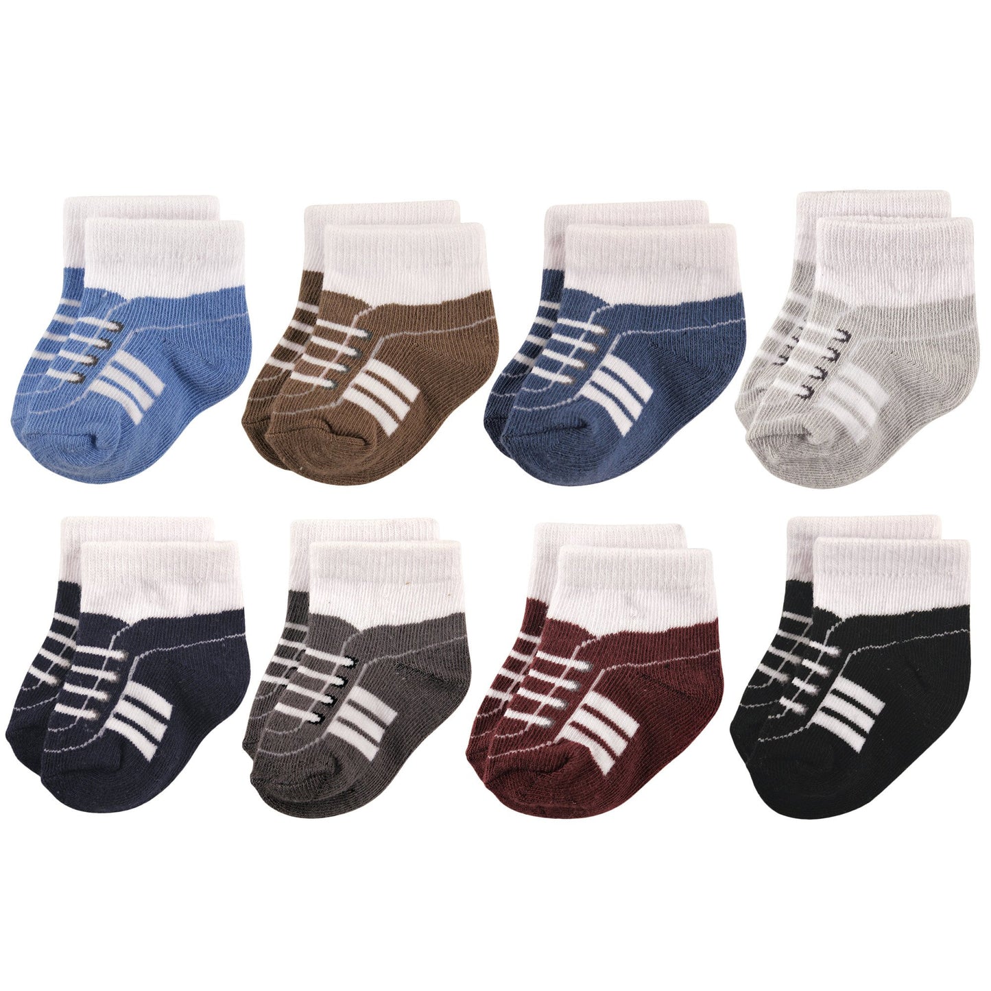Hudson Baby Baby Boys Cotton Rich Newborn And Terry Casual Socks, Sneaker Navy Gray, 6-12 Months Us