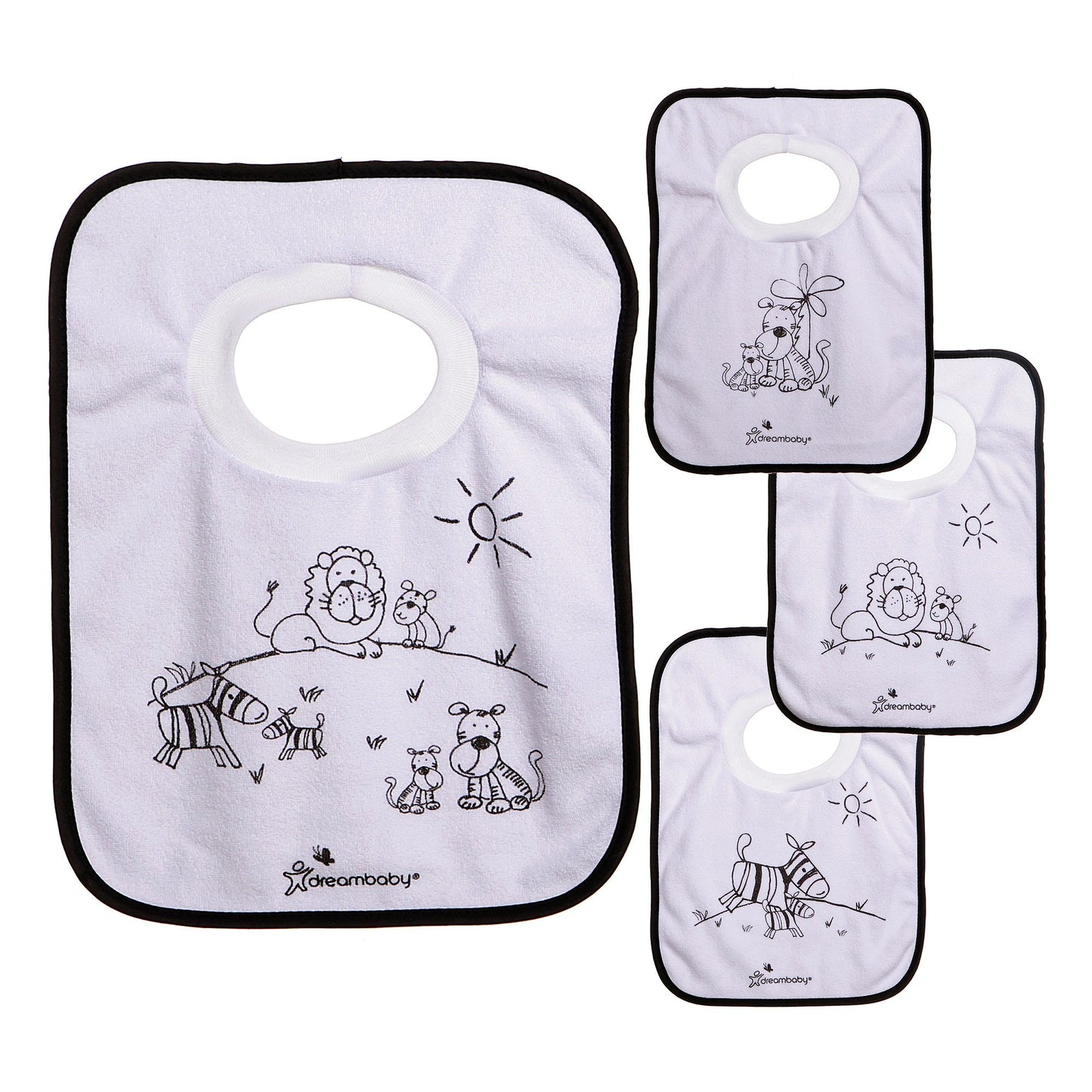 Dreambaby Terry Cloth Cotton Pullover Baby Bibs for Teething Feeding and Drooling - Super Absorbent & Extra Soft - Machine Washa