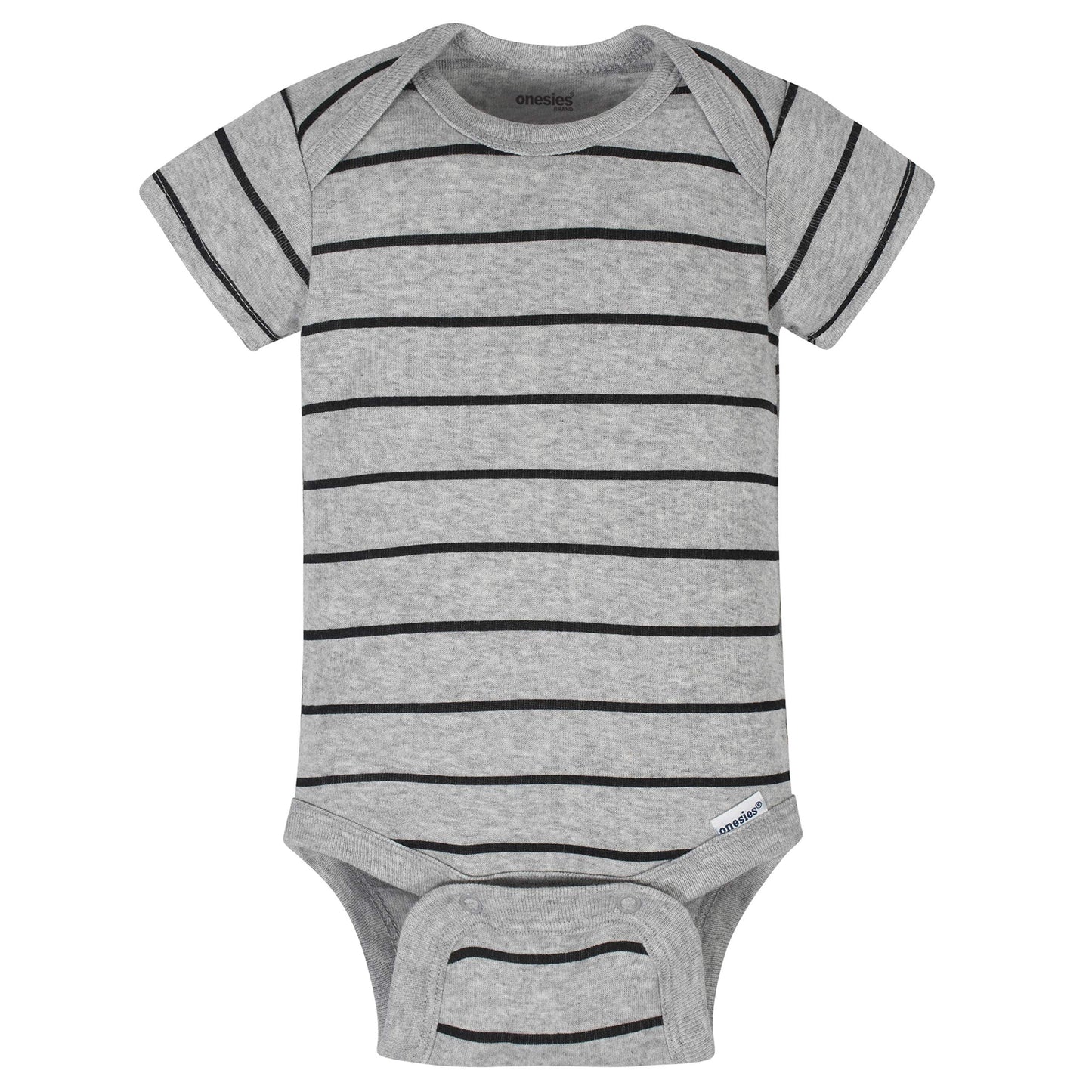 Onesies Brand Baby Boys' 8-Pack Short Sleeve Mix & Match Bodysuits, Grey Hungry, 0-3 Months