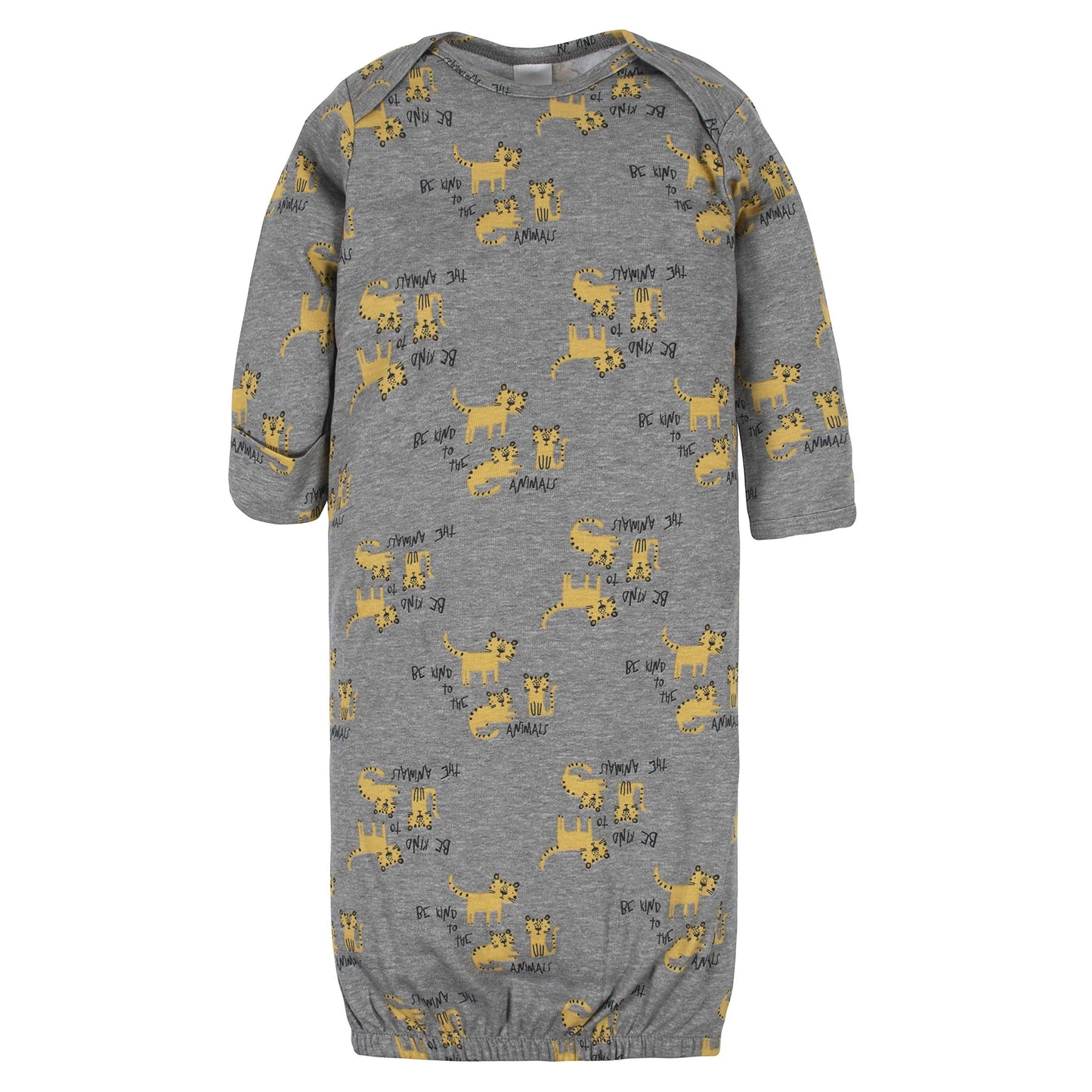 Gerber Unisex Baby Boy And Girls 4-Pack Sleeper Gown Tiger Grey 0-6 Months