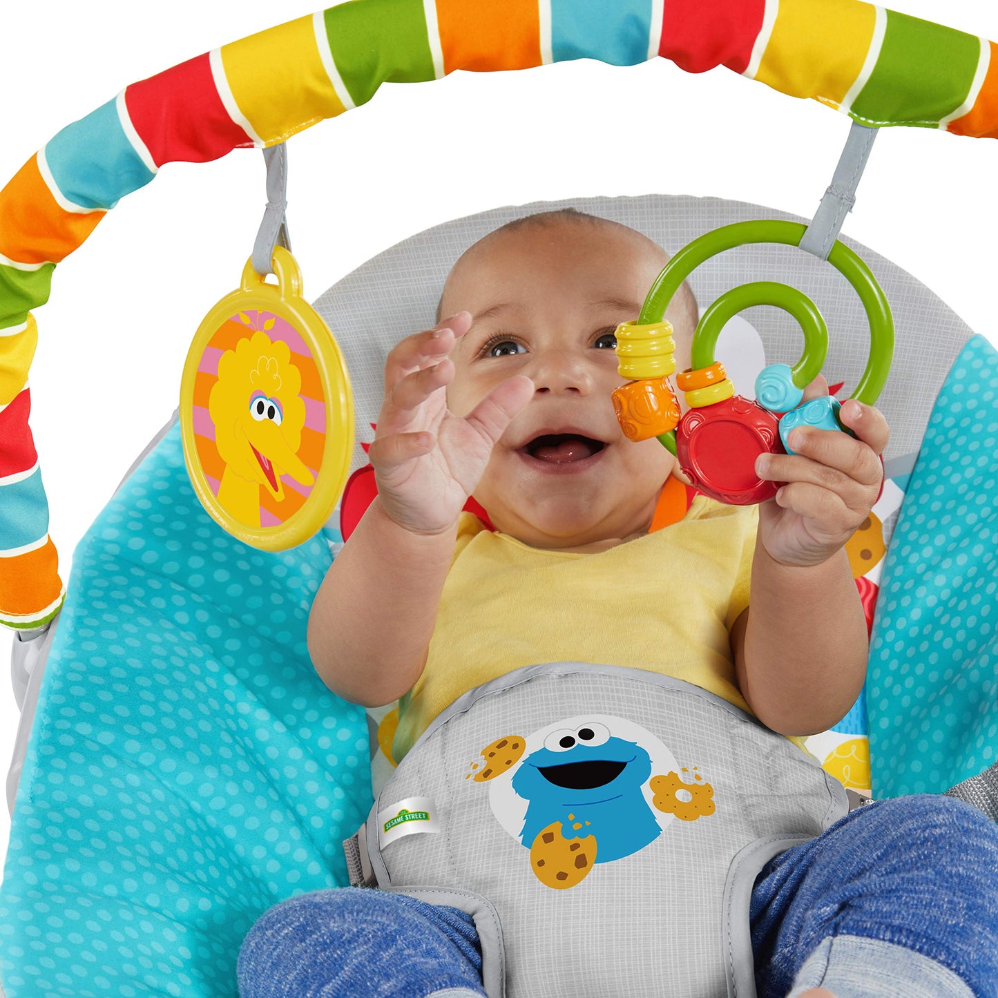 Bright Starts Sesame Street Baby Bouncer Soothing Vibrations Infant Seat - I Spot Elmo! With Cookie Monster And Big Bird - Remov