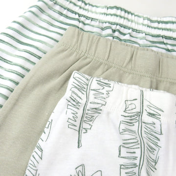 Honestbaby Baby 3-Pack Organic Cotton Footed Harem Pants, Jumbo Leaf Sage, Newborn
