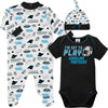 Gerber Nfl Baby Boys' 3-Pack Bodysuit, Sleep 'N Play, & Cap Set, Carolina Panthers, 3-6 Months