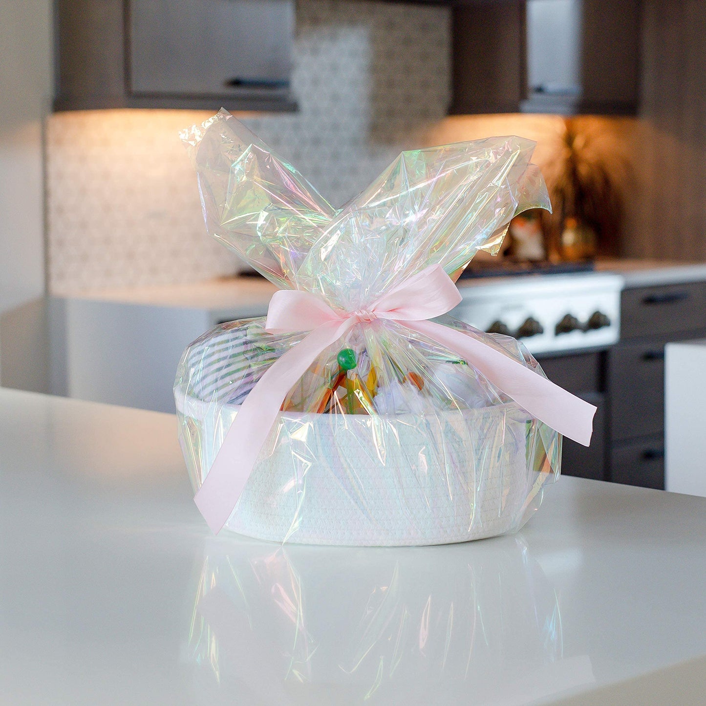 Naturalcozy 3-Piece Oval Storage Basket Set- Natural Woven Gift Basket Empty, Soft Baby Basket For Nursery, Cat Dog Toy Baskets,