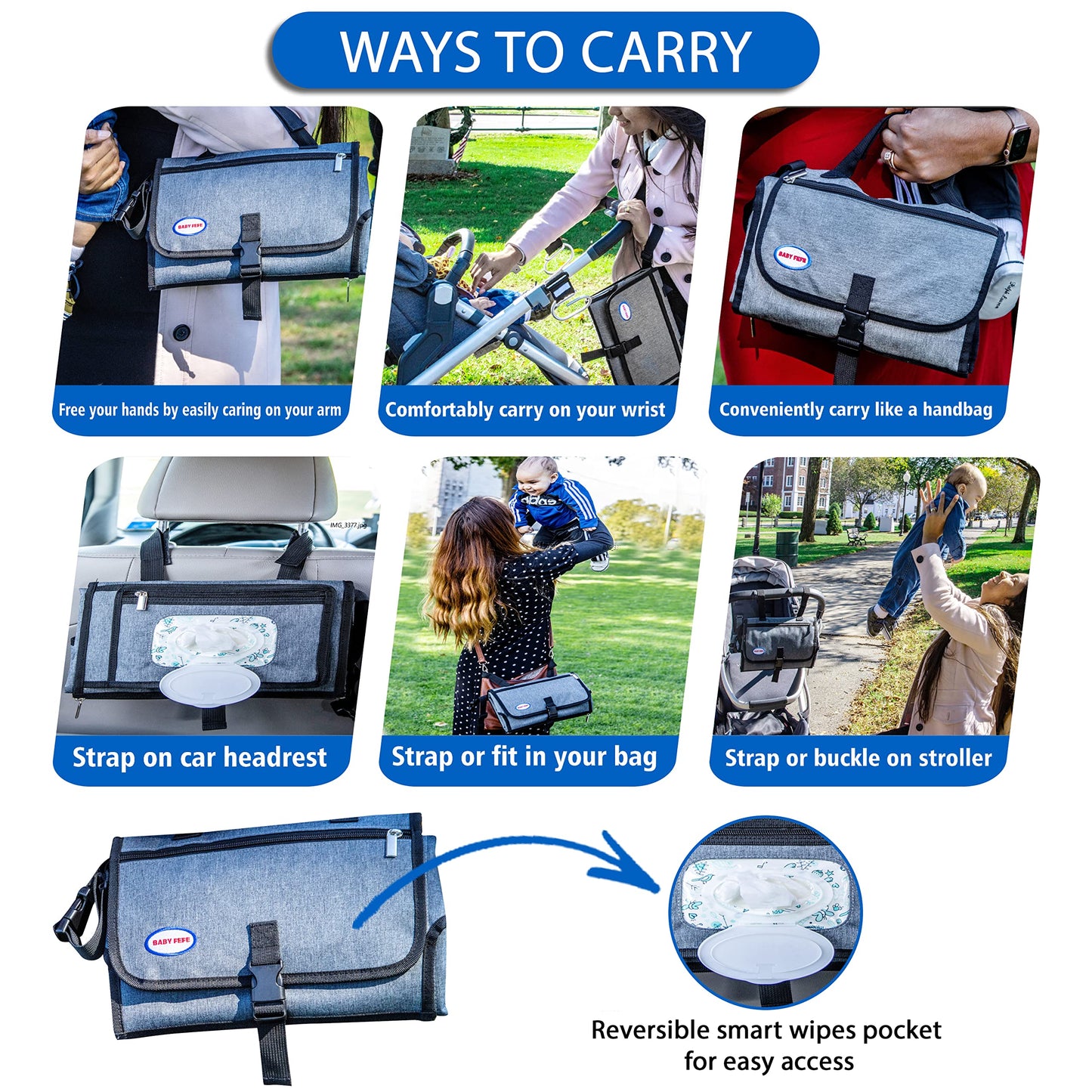 Baby Changing Pad With Wipes Pocket - Detachable Portable Changing Pad, A Comfy Diaper Changing Pad Gift For Newborn Boy & Girl