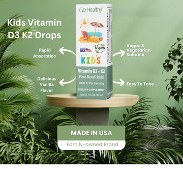 Go Healthy Vitamin D3 K2 (Mk-7) All-Trans Drops For Kids - Easy-To-Absorb Vegan D Liquid, Children'S Growth & Immune Support, Gl