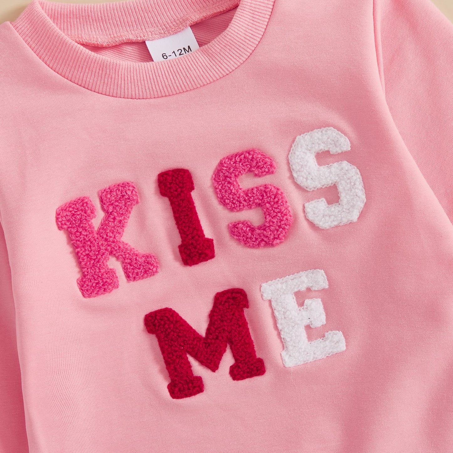Nokpsedcb Baby Boy Girl Cute Letter Embroidery Long Sleeve Sweatshirt And Elastic Long Pants Toddler Valentine Outfits (Pink Kis