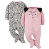Gerber Baby Girls 2-Pack Sleep 'N Play Leopard Pink Preemie