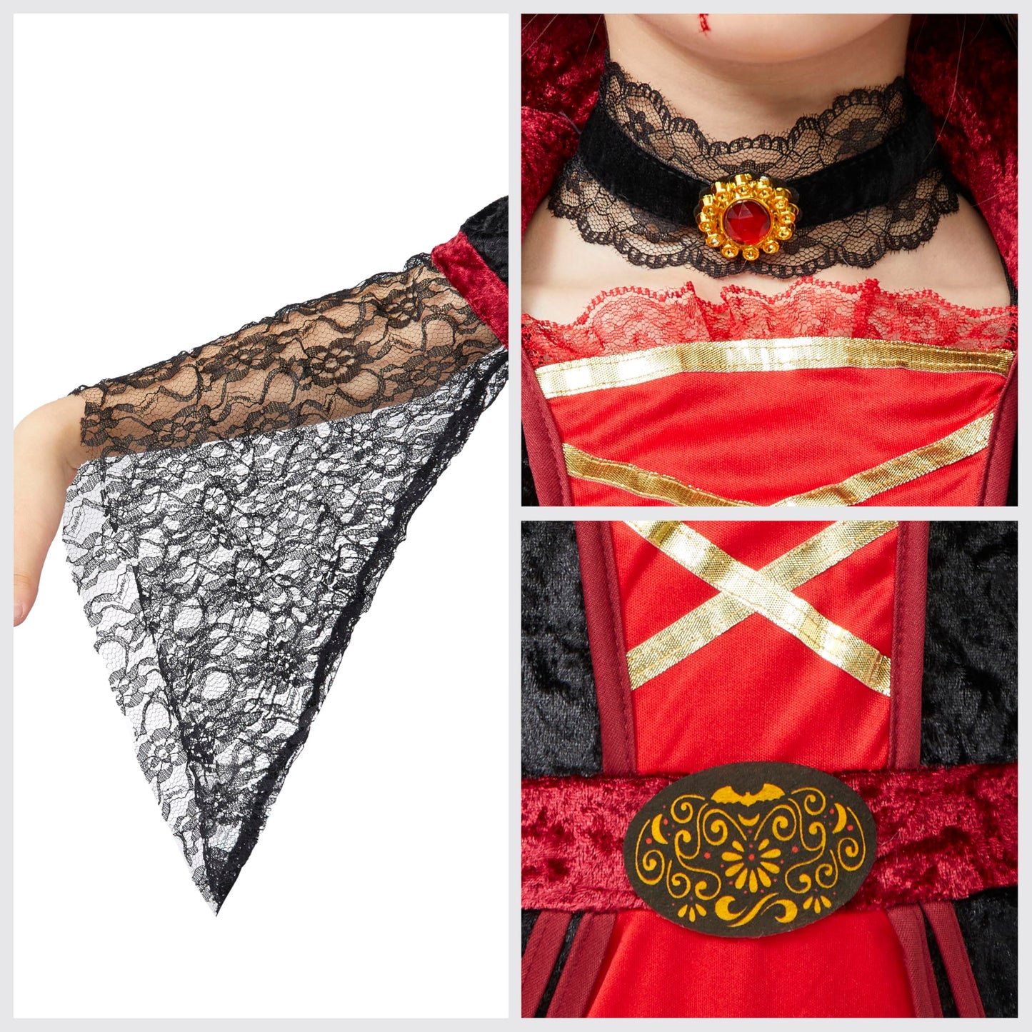 Spooktacular Creations Royal Vampire Costume For Girls Deluxe Set Halloween Gothic Victorian Vampiress Queen Dress Up Party-Xl(1