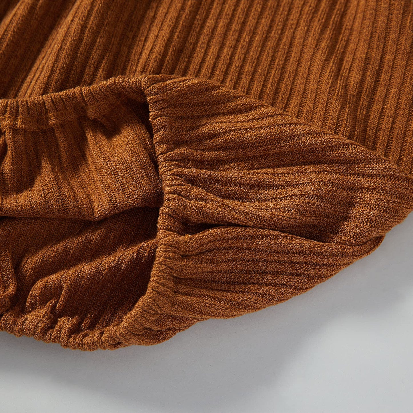 Baby Girls Loose Long Lantern Sleeve Knit Sweater Fall Winter Warm Crewneck Pullover Tops Outfits Clothes Brown, 3-4T