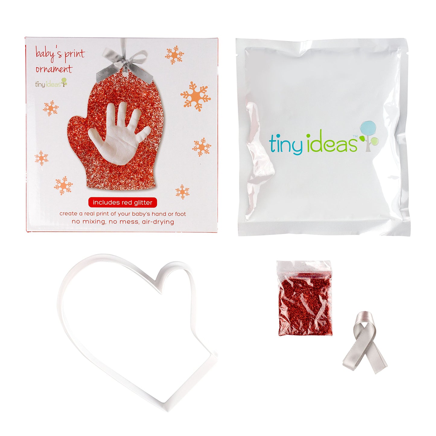 Tiny Ideas Baby'S Print Holiday Mitten Keepsake Diy Ornament With Included Impression Material For Handprint