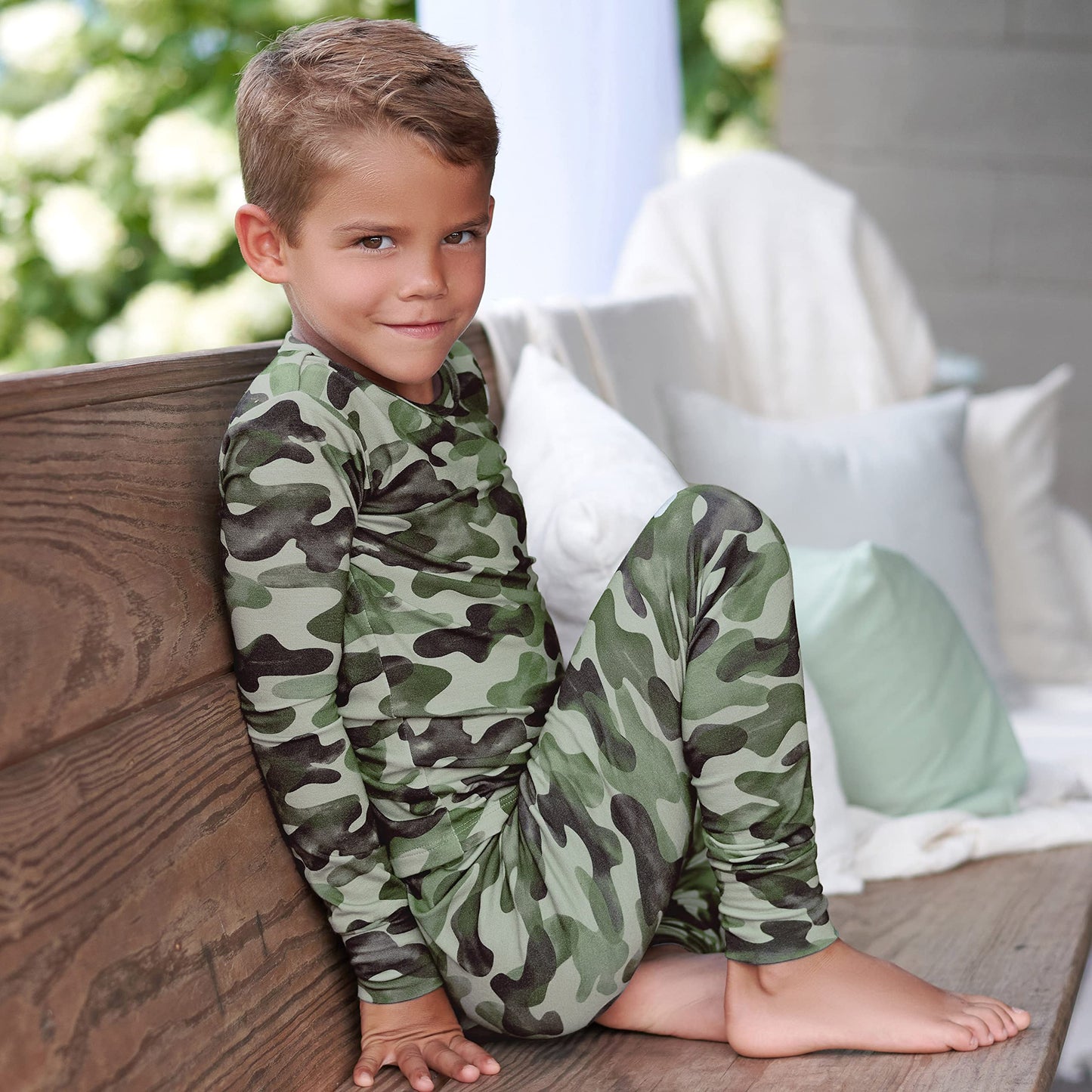 Gerber Unisex Baby Toddler Buttery Soft 2-Piece Snug Fit Pajamas With Viscose Made From Eucalyptus, Camo, 3T