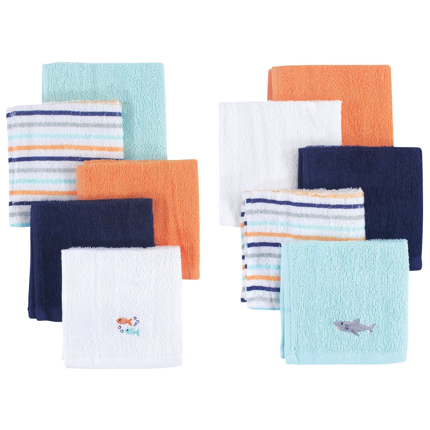 Hudson Baby Unisex Baby Super Soft Cotton Washcloths, Shark, One Size