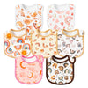 2Ooya 7Pcs Cotton Waterproof Baby Bibs Adjustable Hook Loop Closure Baby Bib With Rainbow Pattern Unisex Newborn Baby Food Bib F