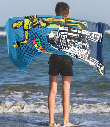 Jay Franco Star Wars Droids Bath Pool Beach Towel - Kids Super Soft & Absorbent 100% Cotton Towel With R2-D2 And C-3Po, Measures